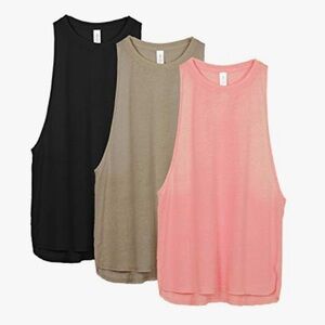 3 Women's Sleeveless Tank Top - Black, Tan, Pink size medium